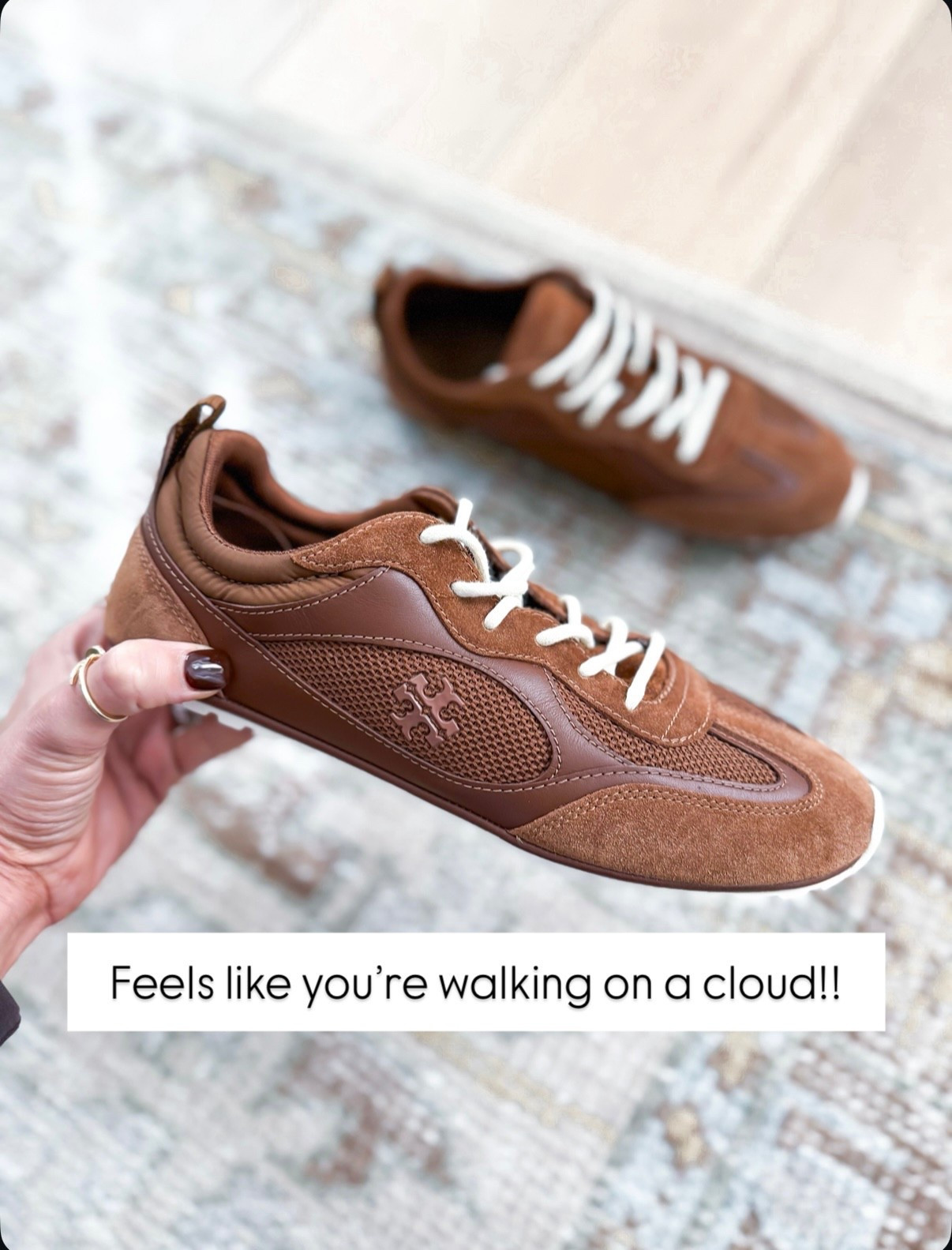 Great idea for her. New Tory Burch suede sneakers. I went up half a size. These feel like you are walking on a cloud! I wore them for a full day of travel and walking around New York City and they are insanely comfortable!

#LTKTravel #LTKGiftGuide #LTKShoeCrush