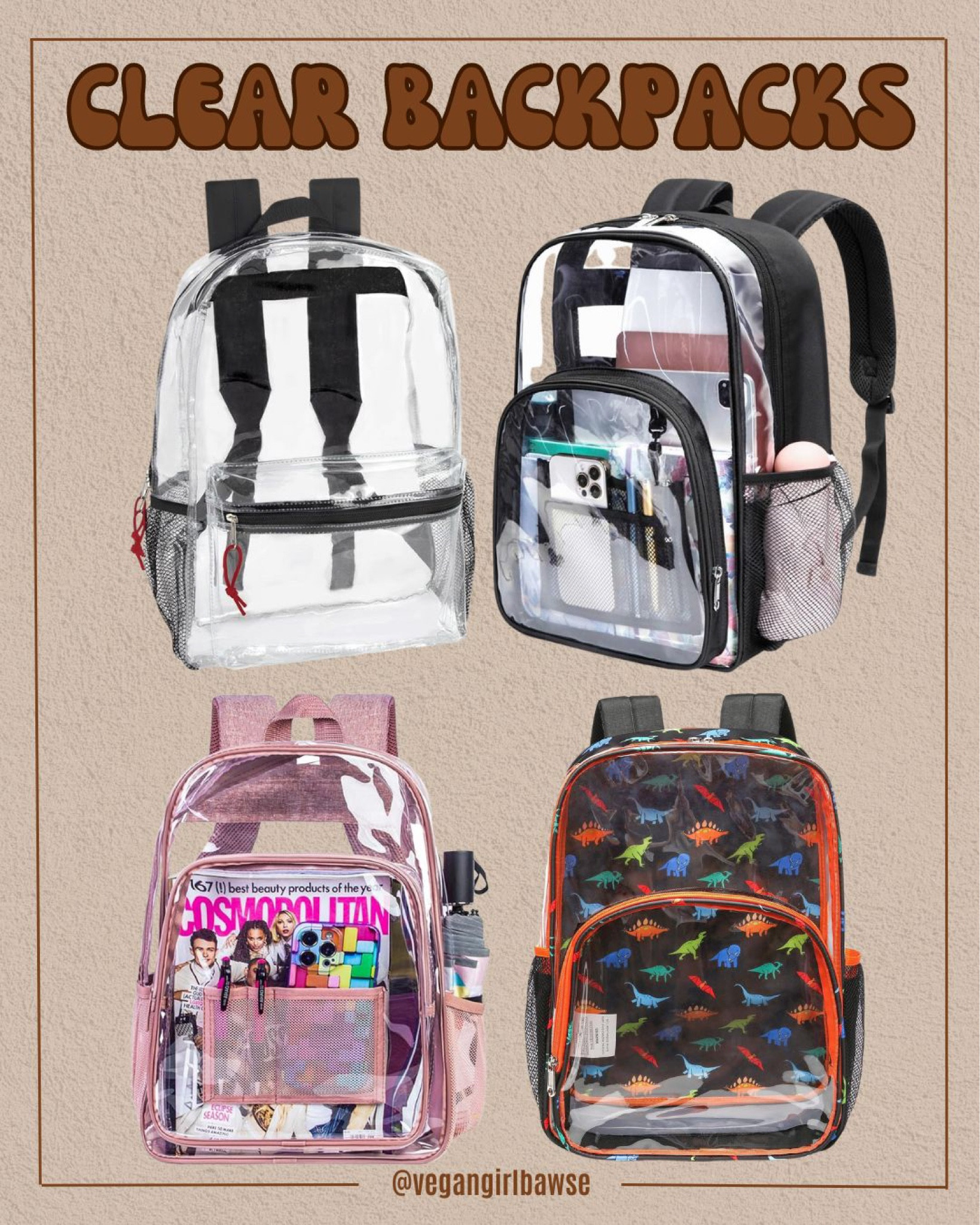 Stay organized and on-the-go with these clear backpacks. Effortlessly blend style and functionality while keeping your essentials visible and easily accessible. Perfect for events, travel, or daily use, our clear backpacks combine practicality with modern design. Make a clear statement wherever you go with our transparent and trendy backpacks.

#LTKfindsunder50 #LTKMostLoved #LTKitbag