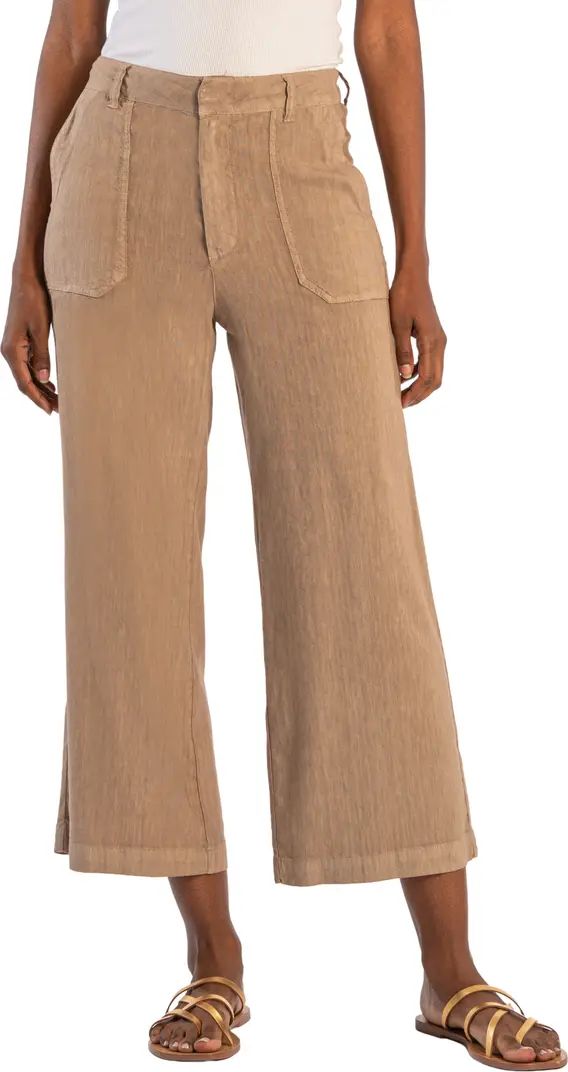 Topaz High Waist Crop Wide Leg Linen Blend Pants | Nordstrom