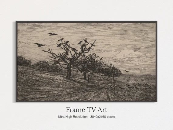 Frame TV Art Halloween, Crows, Dead Trees, Fall Art for TV, Frame tv Art, Digital Download | Etsy (US)