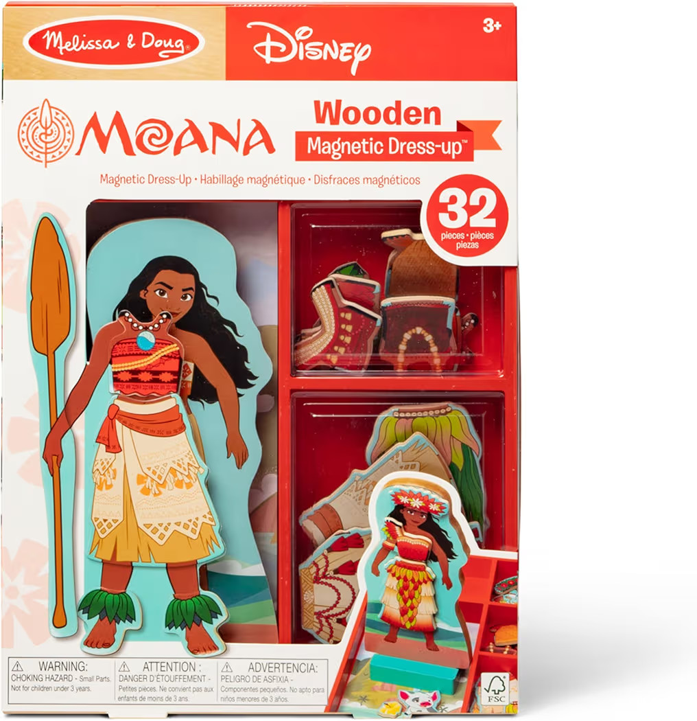 Melissa & Doug Disney Princess Moana Magnetic Dress-Up Wooden Doll Pretend Play Set (30+ pcs) | Amazon (US)
