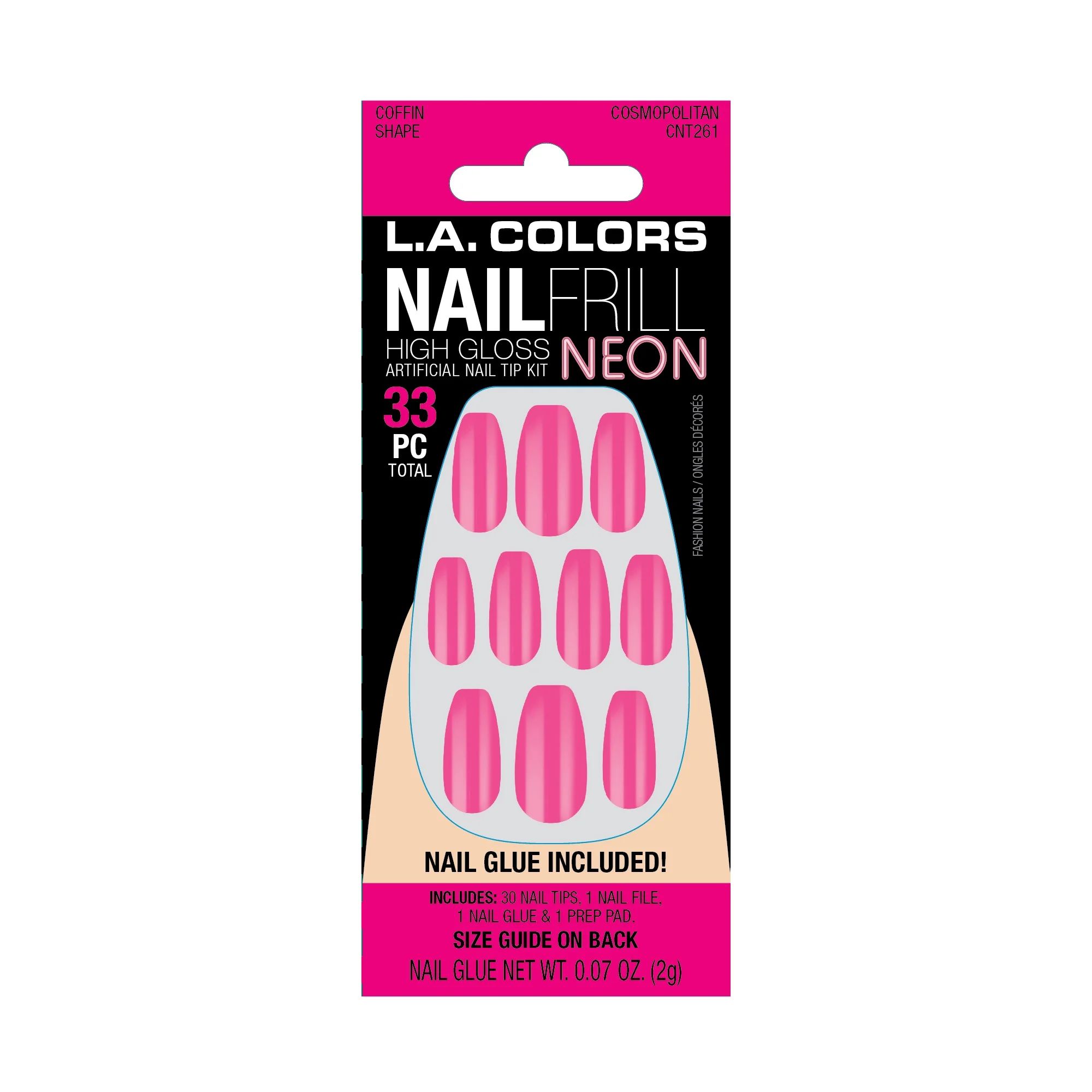 L.A. Colors Nail Frill Cosmopolitan Coffin, 33 Piece | Walmart (US)