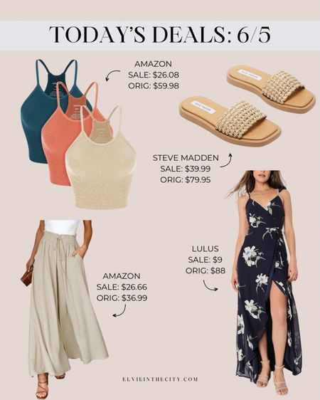 Today’s deals include a three pack of tanks from Amazon (I have and love), slide sandals from Steve Madden, wide leg pants, and a dress from Lulus that would make a perfect wedding guest dress and it’s only $9!!

Deal of the day, fashion over 40, summer outfit, summer sandals, Amazon fashion

#LTKsalealert #LTKfindsunder50 #LTKstyletip