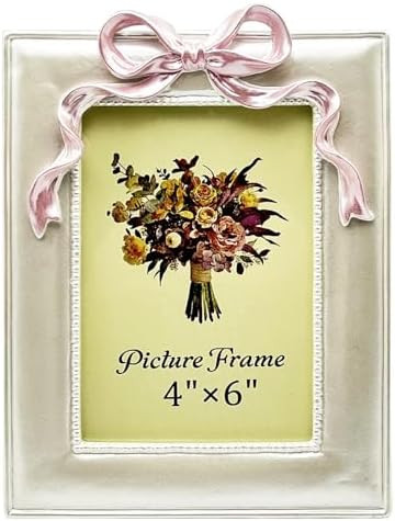 Vintage Picture Frame 4x6 Inch, Ornate Cute Photo Frames with Glass Front, Pink Bow Design, Table... | Amazon (US)