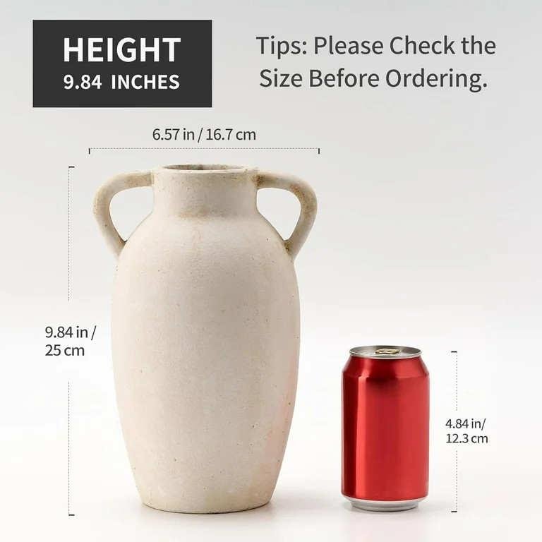 Ceramic Vase, 5.8 Inch Terracotta Vase with Handles, Decorative Vase, Rustic Vase for Home Decor,... | Walmart (US)