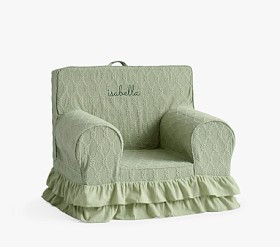 Kids Anywhere Chair®, Trellis Ruffle Sage Slipcover Only | Pottery Barn Kids