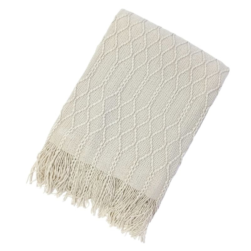 Beverly Ivory Throw Blanket, 50x60 | At Home