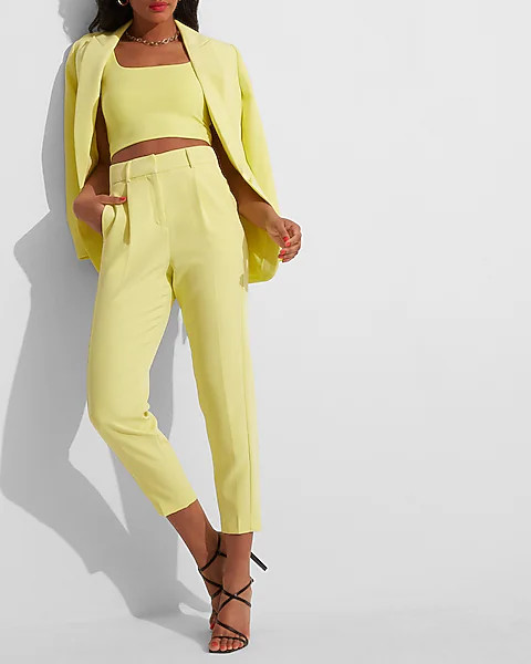 High Waisted Pleated Ankle Pant | Express