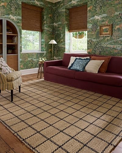 Loloi Chris Loves Julia Fletcher Collection FLE-01 Natural/Black 3'-6" x 5'-6", .37" Pile Height, Accent Rug | Amazon (US)