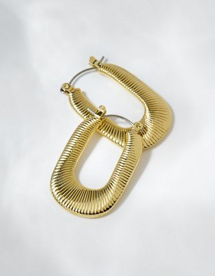 Aerie Embossed Square Hoop Earrings | Aerie