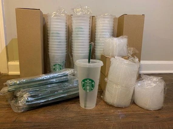 Plain Starbucks Reusable cold cup,Starbucks reusable cold cups | Etsy (US)