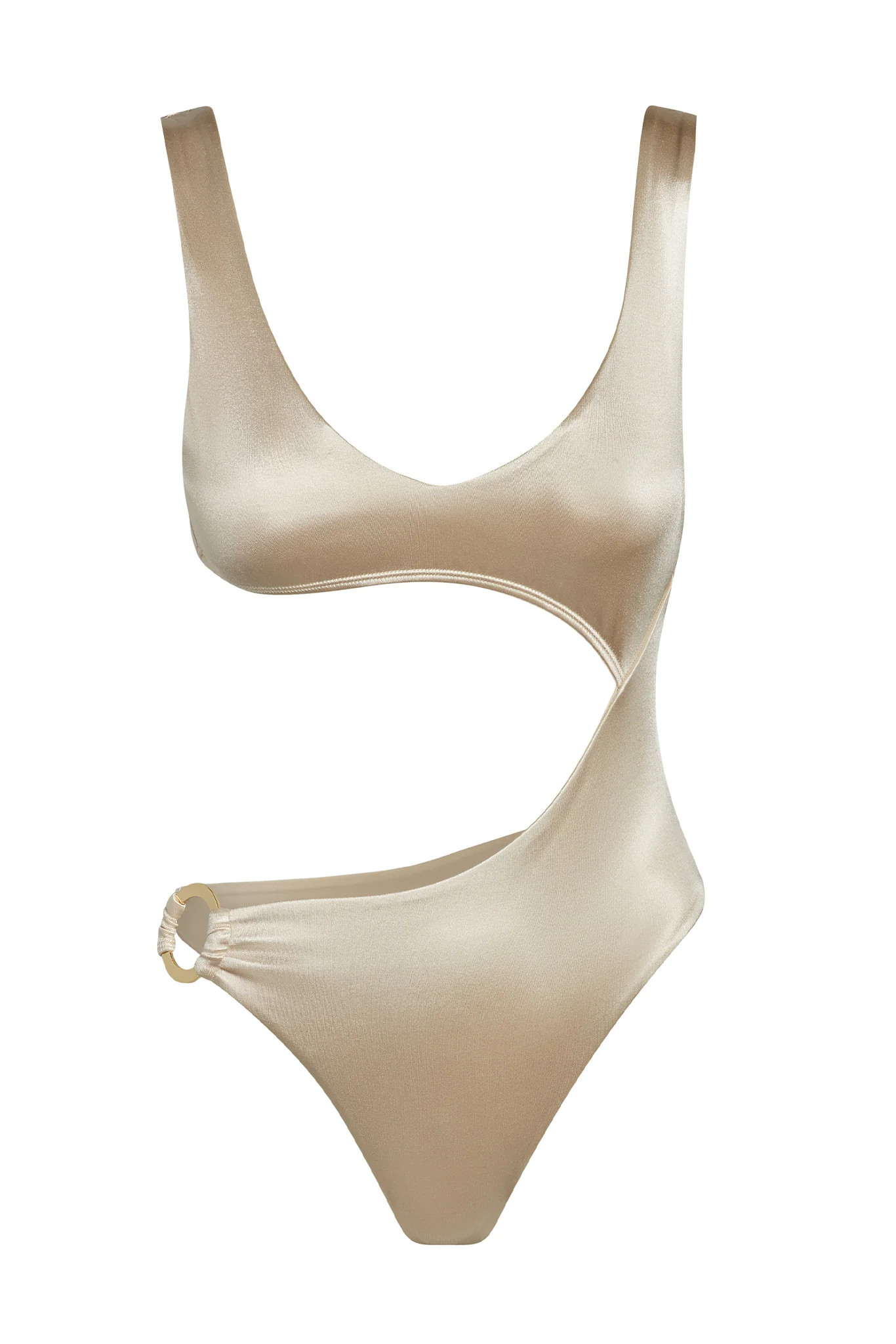 St. Barth's One Piece - Champagne Shiny Jersey | Monday Swimwear