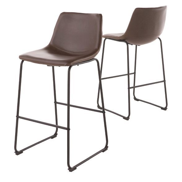 Set of 2 30" Cedric Faux Leather Barstool Vintage Brown - Christopher Knight Home | Target