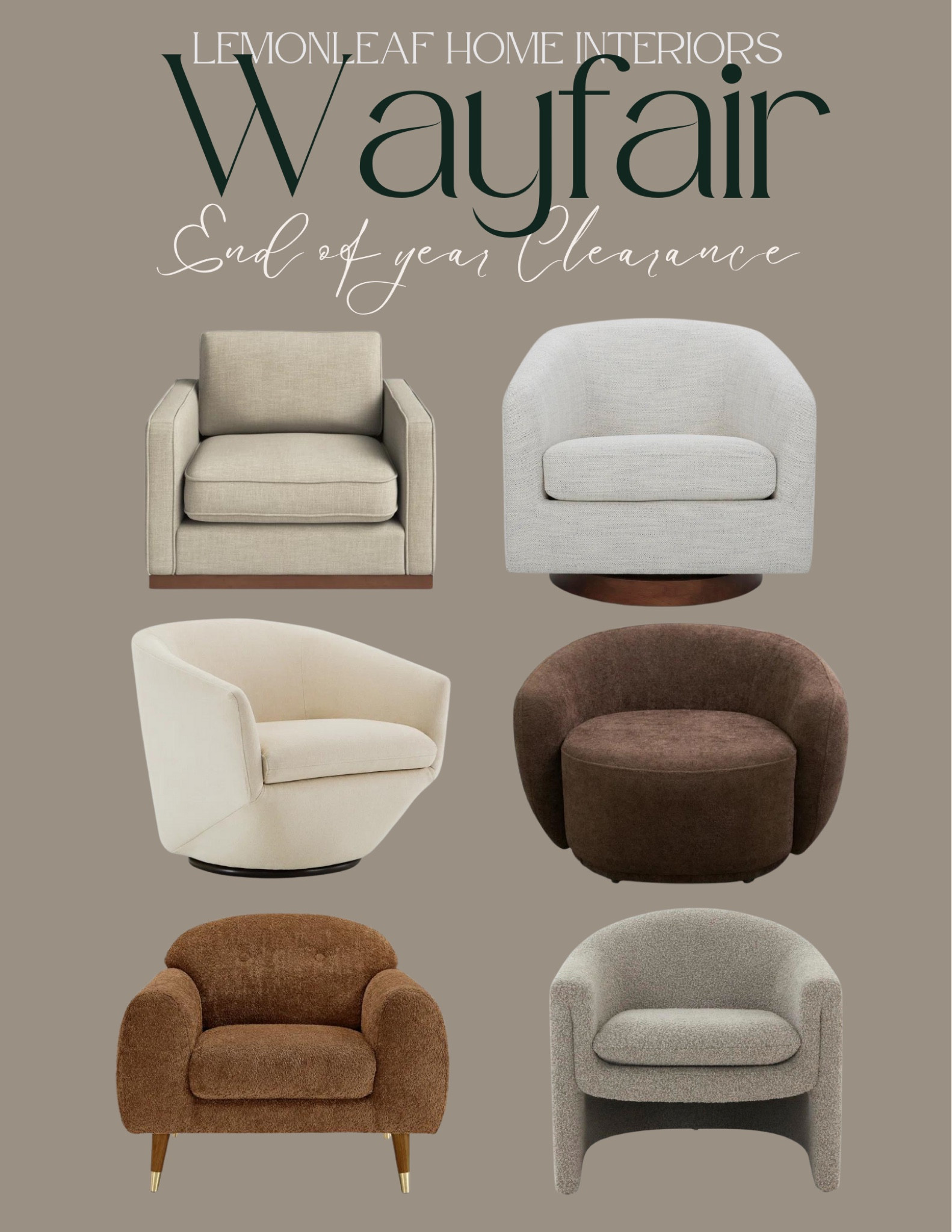 Wayfair end of year clearance. Live this selection of armchairs and swivel chairs



#LTKstyletip #LTKhome #LTKsalealert