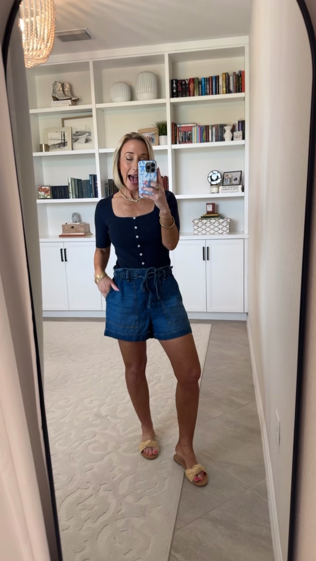 Walmart - denim haul: Drapey Utility Shorts, 4" Inseam - size XS. $22.98. 4 colors. Square Neckline Cardigan Sweater w/ Short Sleeves - size XS. $24. 3 colors. Knot Slide Sandals - TTS. $24.98. 2 colors. 

 

#LTKSeasonal #LTKOver40