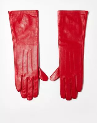 Topshop – Gia – Lange Handschuhe aus rotem Leder | ASOS (Global)