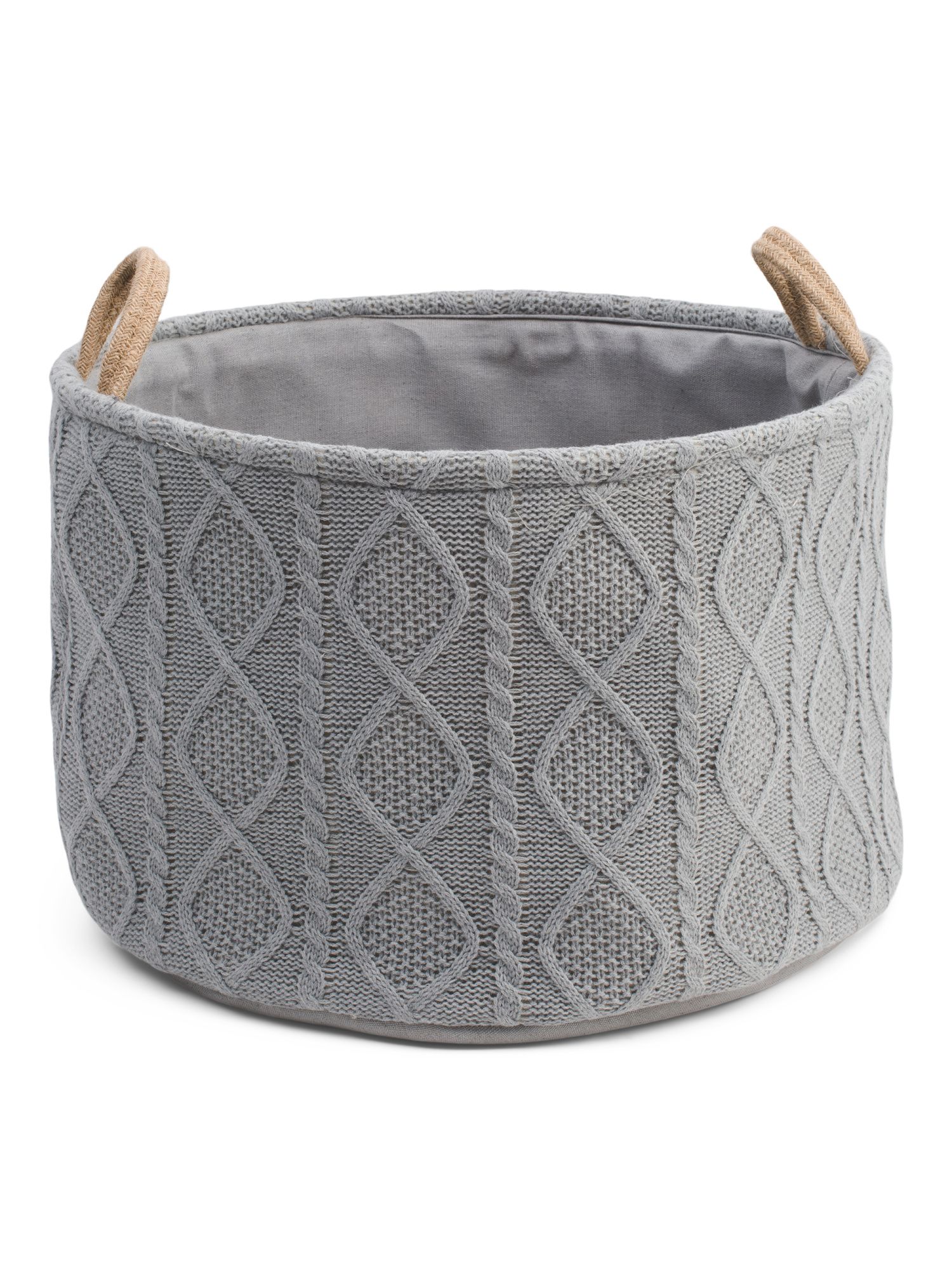 Large Cable And Diamond Knit Round Tote | TJ Maxx