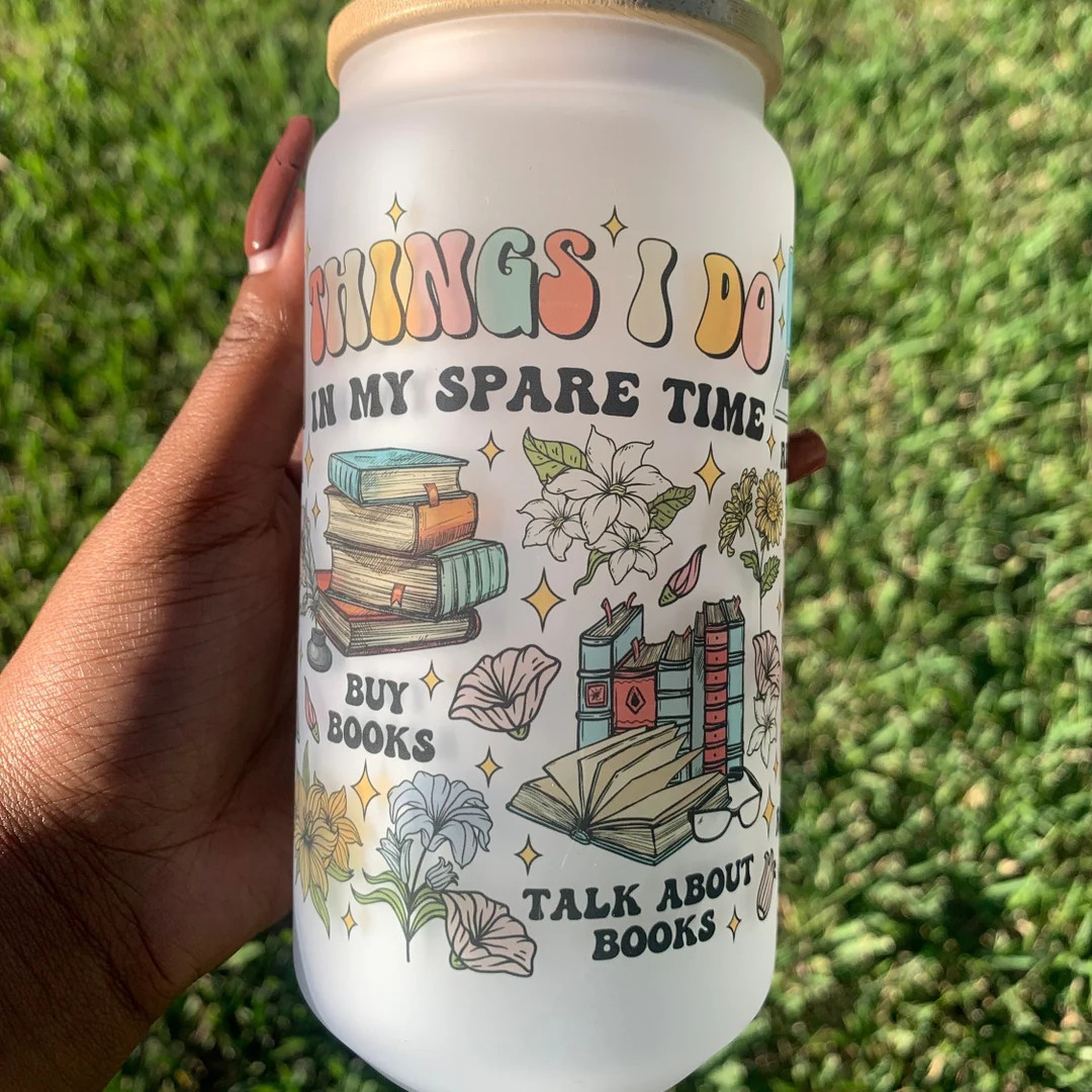 Book Lovers Glass Cup, Gifts for Book Lovers, Bookish merch, Book lover gift idea, Desk Decor, bo... | Etsy (US)