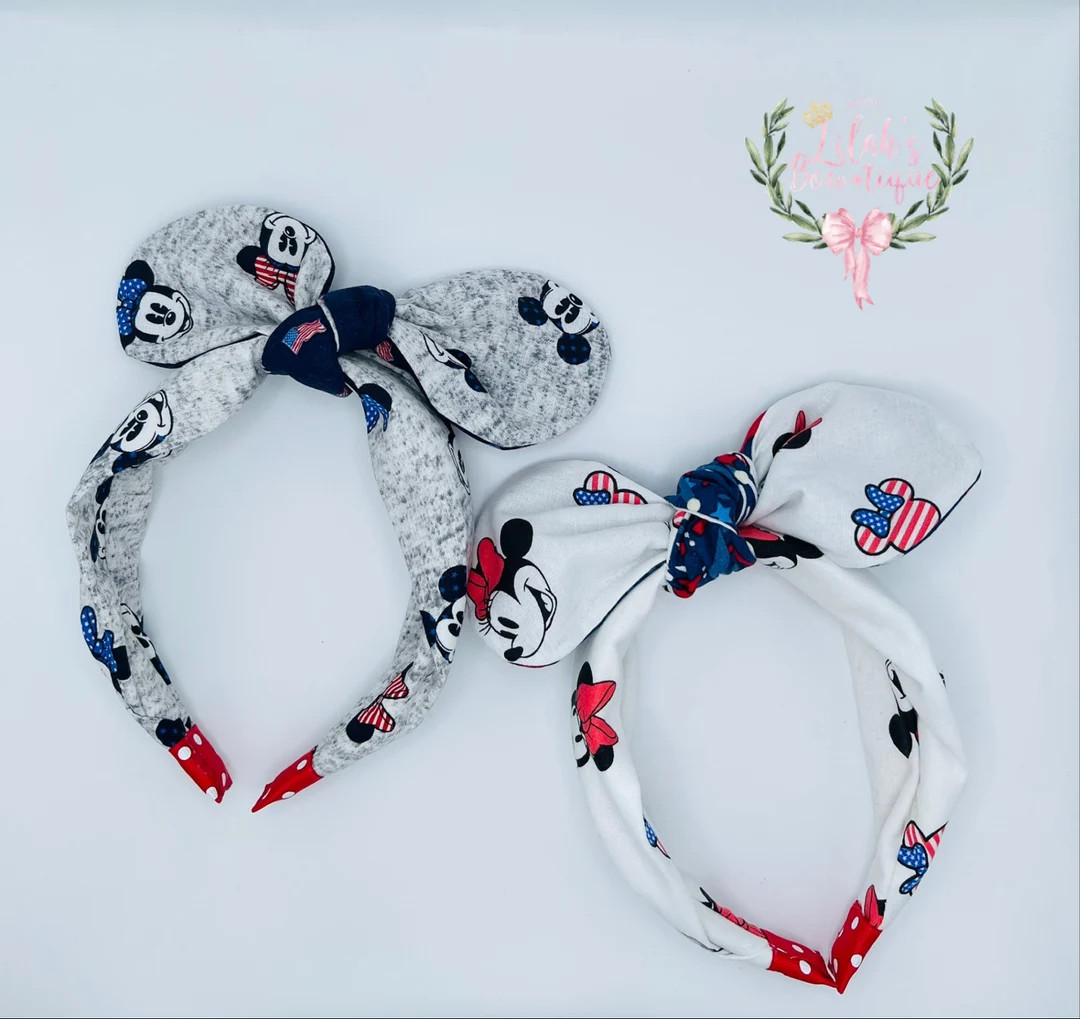 Custom Patriotic 4th of July Mickey Mouse  fabric knotted headband  Perfect for kids and adults | Etsy (US)