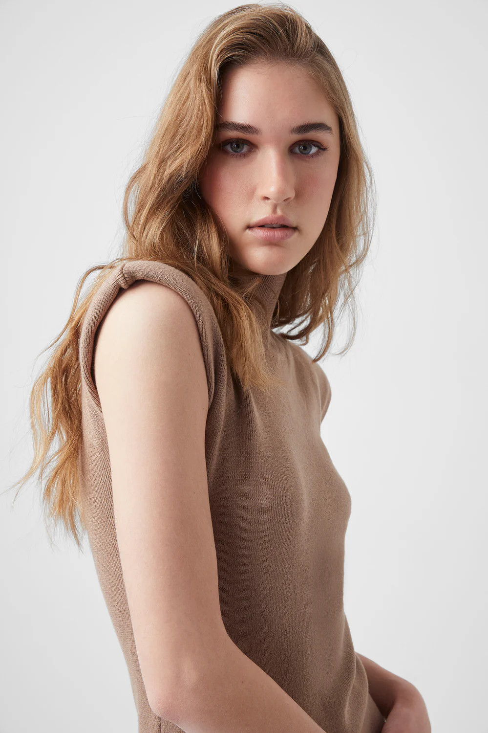 Fitted Shoulder Pad Midi Dress | French Connection (US)