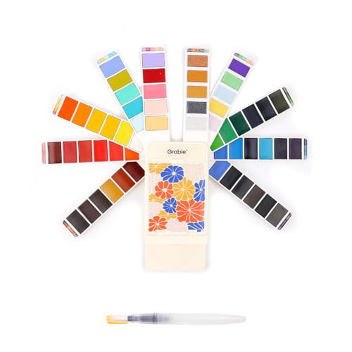 Grabie Watercolor Paint Set, 56 Colors Handheld Watercolor Set of Water Brush Pen, Palette and Removable Sponge, Portable Watercolor Paint for Artist Beginner and Professional | Amazon (US)