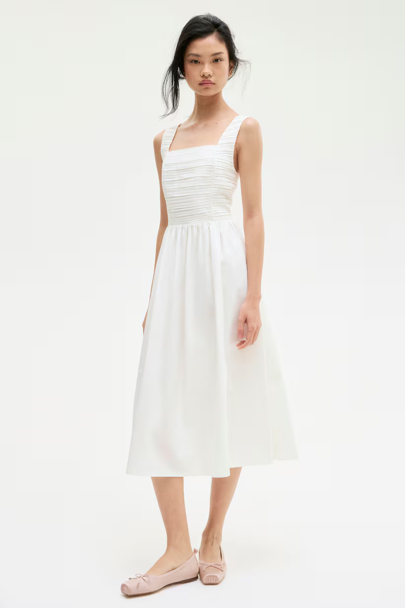 Pintuck-Detail Dress with Flared Skirt | H&M (US + CA)