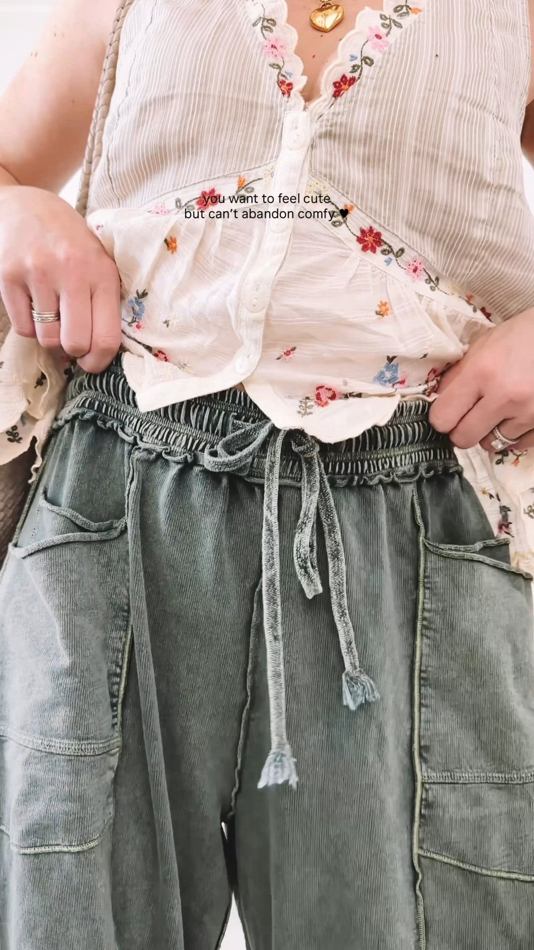 Summer Outfit Idea | This floral embroidered top paired with slate wide leg pants and platform sandals is the outfit that proves you do not have to choose between feeling cute and staying comfortable. Everything is linked and shoppable below!

#LTKgrwm #LTKootd #LTKmomlife