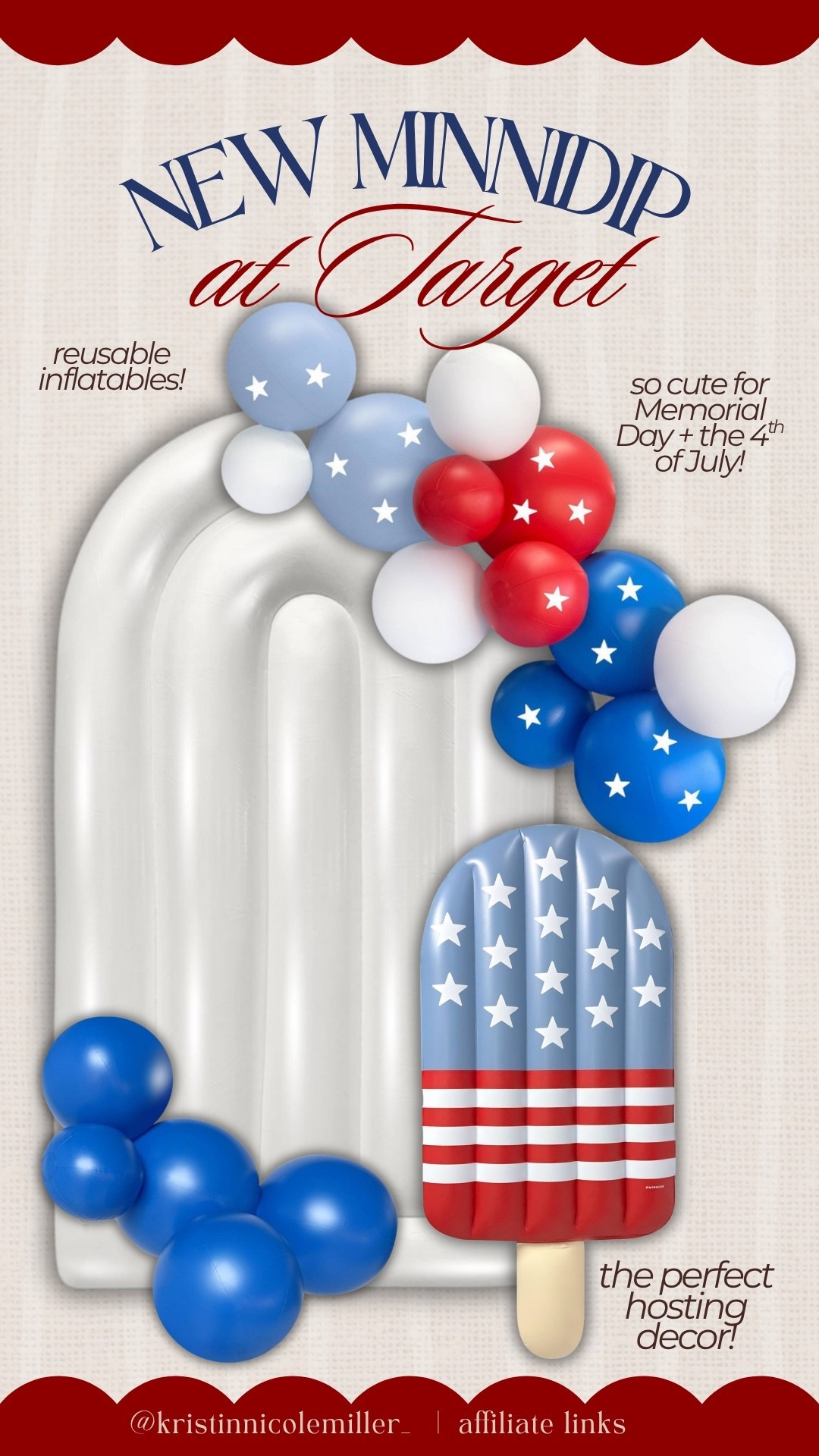 Obsessed with these patriotic Minnidip inflatables!!! Perfect for hosting + summer parties 🇺🇸 

Seasonal USA red white and blue Americana target Minnidip balloons readable 

#LTKmomlife #LTKSeasonal #LTKHome