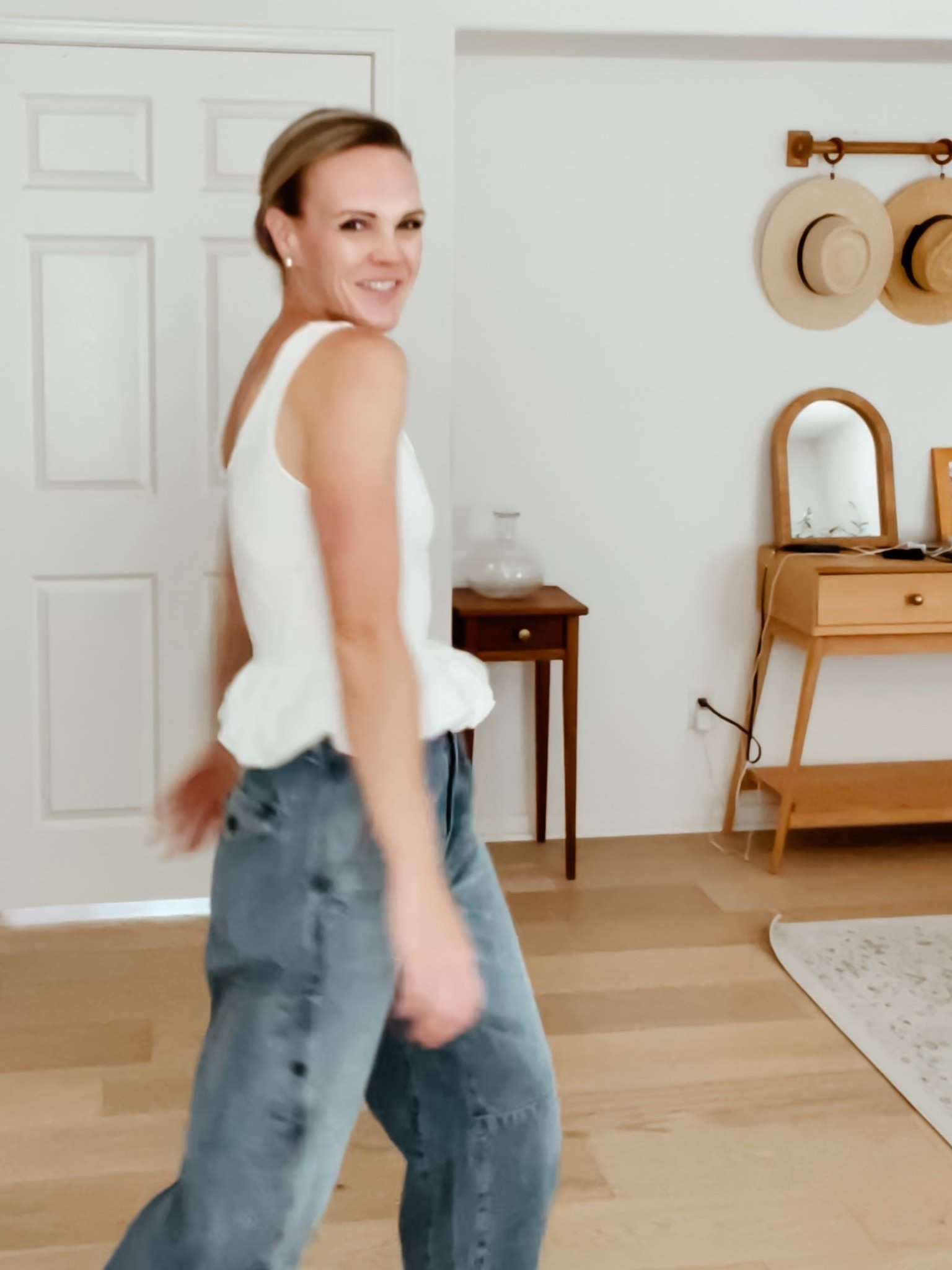 Today’s pick-up outfit —
Tank runs TTS, wearing a small
Jeans run big, size down, wearing a 24
Flats I sized up 1/2 size 

#LTKSeasonal #LTKFindsUnder50 #LTKOver40