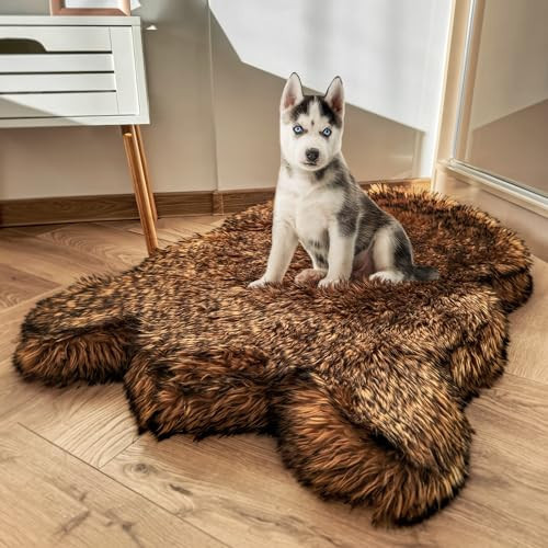 IHAPPYDOG Luxury Faux Fur Orthopedic Dog Bed, Memory Foam Dog Bed​ for​ Small, Medium, Large and XL Pets, Fluffy Pet Rug with Waterproof ​and ​Washable Cover, Brown, Medium (40x25”) | Amazon (US)