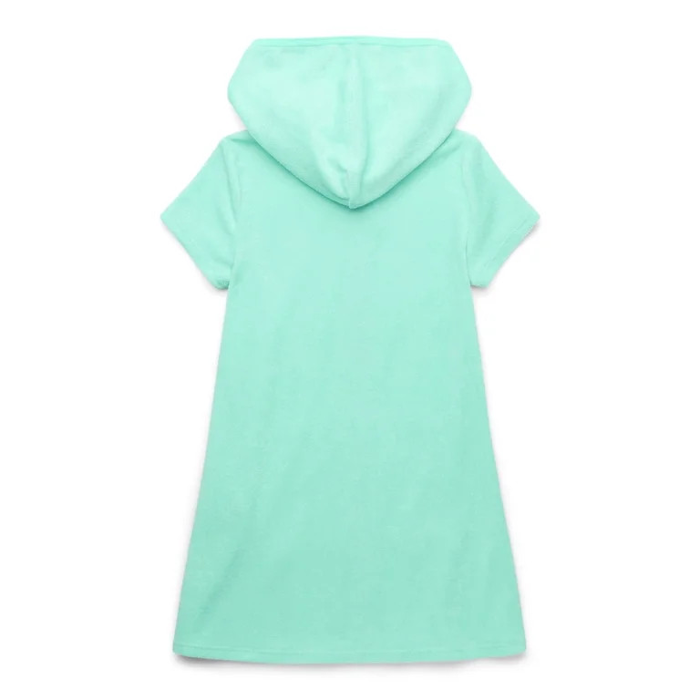 Wonder Nation Girls Terry Toweling Hooded Zip Swimsuit Coverup Dress with UPF50+, Sizes 4-18 | Walmart (US)
