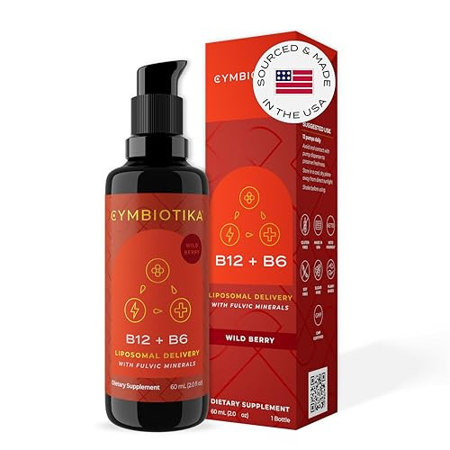 CYMBIOTIKA Liposomal Vitamin B12 Liquid Supplement, 1250 mcg, Supports Energy, Cell Production, Helps Strengthen Hair, Skin & Nails, Non-GMO, Gluten Free, Sugar Free, Keto & Vegan Friendly, 2 oz | Amazon (US)