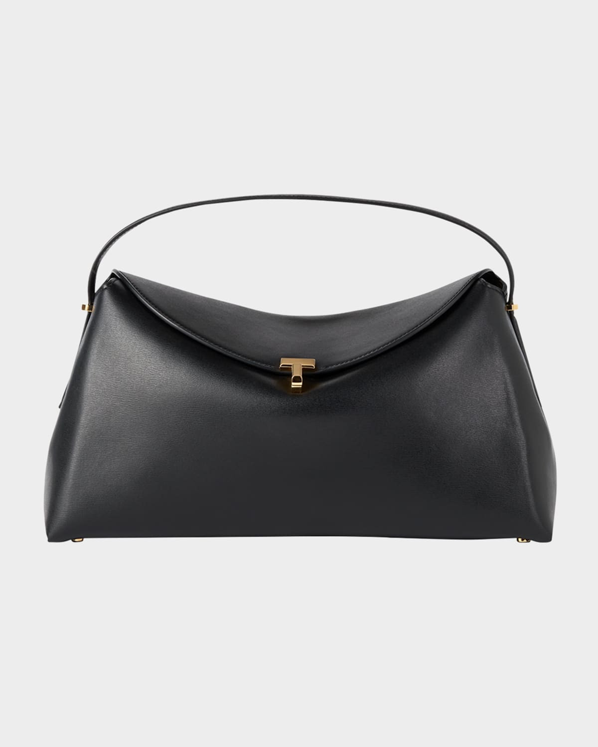 T Lock Flap Leather Clutch Bag | Neiman Marcus