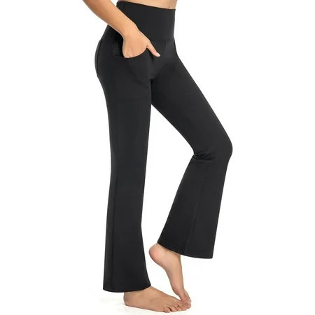 GymCope Women s Flare Pants Flare leggings for Women Bootcut Workout Pants With 4 Pockets Black M | Walmart (US)