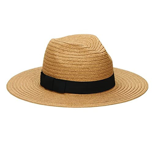 San Diego Hat Company Women's Wide Brim Leather Fedora with Bow Band, Women’s Sun Hat, One Size, Tobacco | Amazon (US)