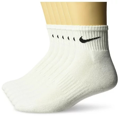 Nike Mens Performance Cushioned Moisture Wicking Cotton Quarter Length Socks White 6 Pair | Walmart (US)