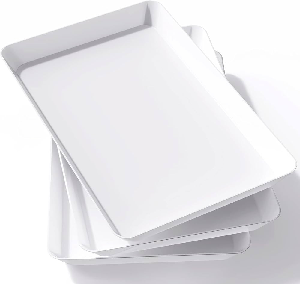 Lifewit Serving Tray Plastic for Party, 15" x 10" Platters for Serving Food, White Food Tray for ... | Amazon (US)