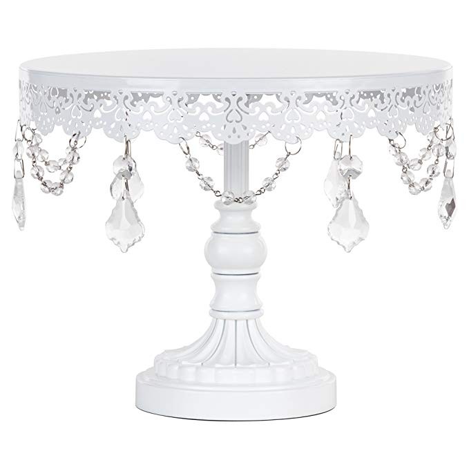 Amalfi Décor 10-Inch Cake Stand, Crystal Draped Round Metal Dessert Cupcake Display Pedestal Pla... | Amazon (US)