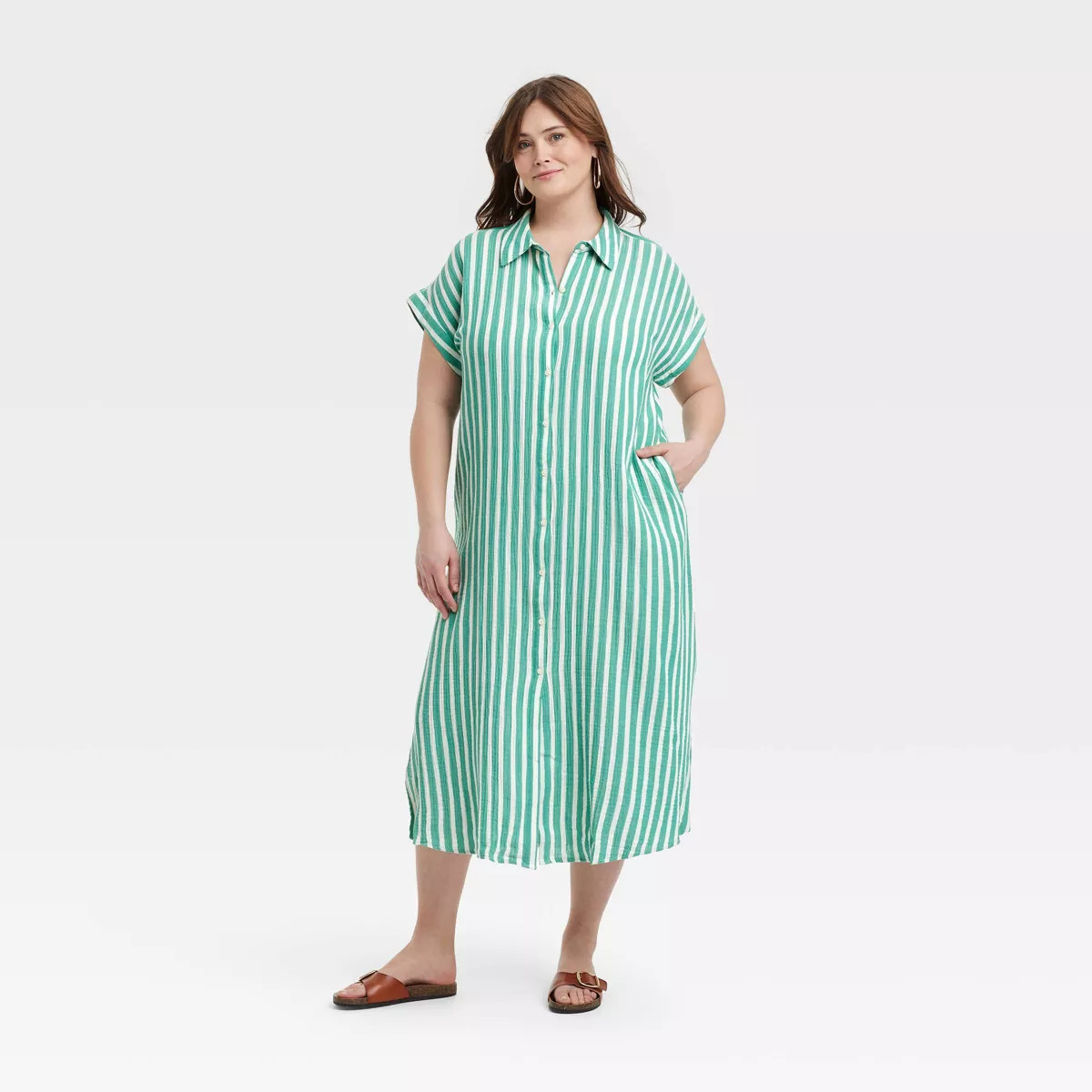 Women's Gauze Button-Front Maxi Shirtdress - Universal Thread™ | Target