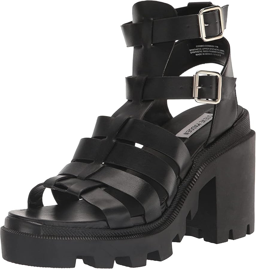 Steve Madden Womens Cosmic Faux Leather Ankle Strap Gladiator Sandals | Amazon (US)