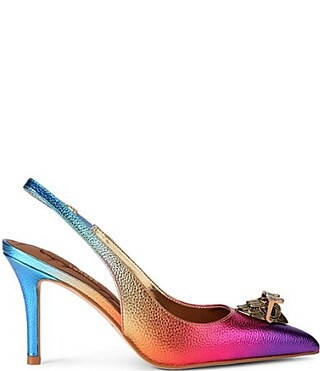 Kurt Geiger London Belgravia Metallic Rainbow Leather Logo Ornament Slingback Pumps - 9 | Dillard's