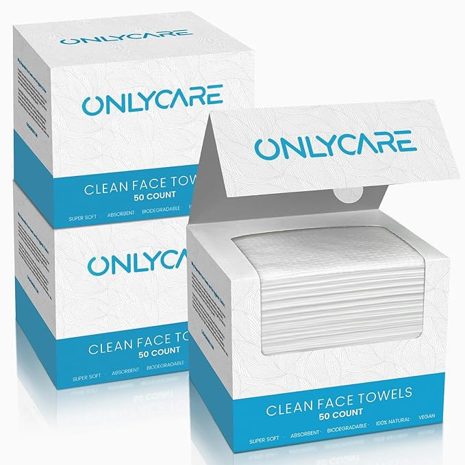ONLYCARE Disposable Face Towel, Biodegradable Face Towels, 10" x 12" Super Thick Soft Facial Towe... | Amazon (US)