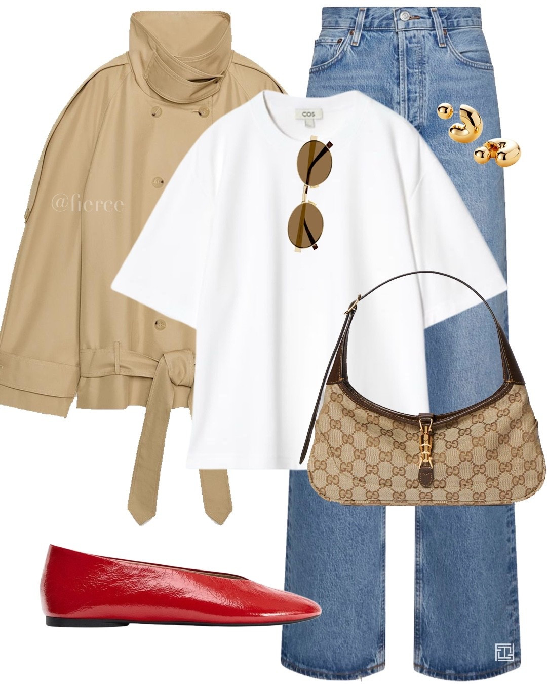 Cropped trench blue jeans red ballet flats  gucci bag white tshirt casual weekend outfit 

#zara

#LTKuk #LTKeurope #LTKspring