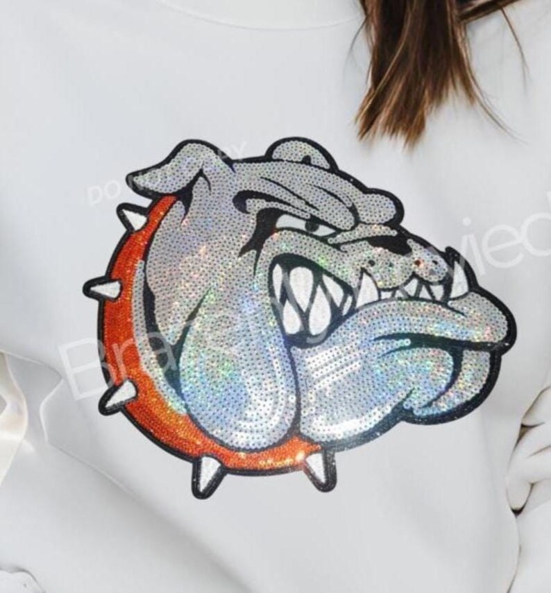 Bulldog Patch| Bulldog With Orange Collar Patch| Iron on Patch |sequins Bulldog Patch |great Game... | Etsy (US)