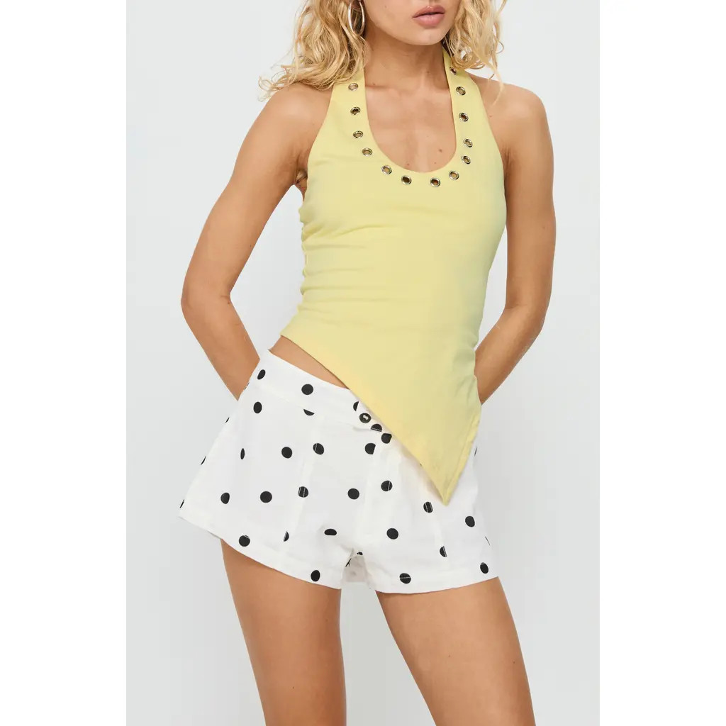 Princess Polly Appreciation Polka Dot Organic Cotton Blend Shorts in White Polka at Nordstrom, Size 4 | Nordstrom