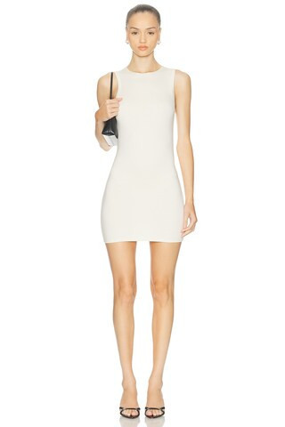 Eterne Sleeveless Crewneck Soft Jersey Mini Dress in Ivory | FWRD 