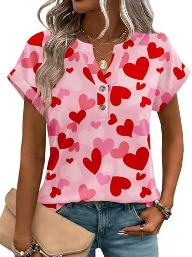 Zeagoo Women Tops Summer Short Sleeve T Shirts V Neck Dressy Casual Work Blouses Fashion Boho Clo... | Amazon (US)