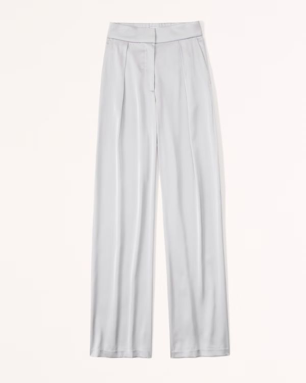 Satin Tailored Wide Leg Pant | Abercrombie & Fitch (US)