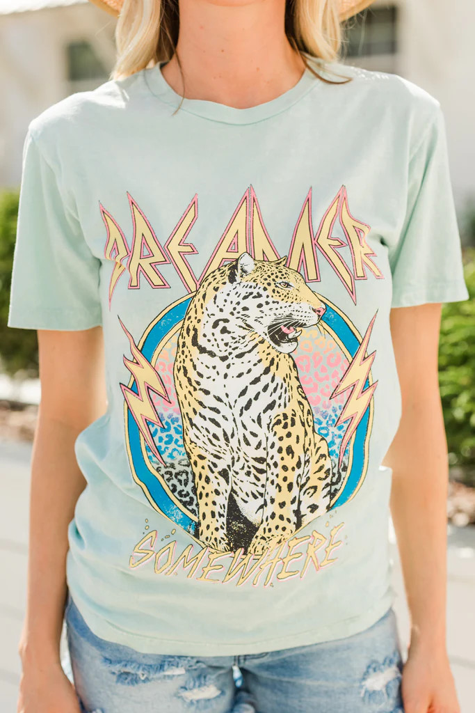 Dreamer Somewhere Mineral Mint Green Graphic Tee | The Mint Julep Boutique