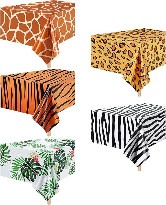 Animal Safari Tablecloth Jungle Animal Theme Tablecover Tiger Zebra Giraffe Print Table Cover Tro... | Amazon (US)